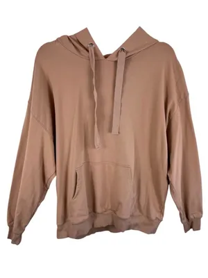 The Drop Women Light Brown Cotton Modal Relaxed Fit Pullover Hoodie Size L thumbnail 1
