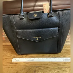 Liz Claiborne Black pebbled faux leather purse thumbnail 7