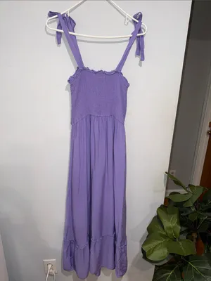 Lavender Tie-Shoulder Smocked Maxi Dress thumbnail 7