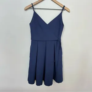 Lulus Thinking About You Navy Blue Pleated Faux Wrap Midi Dress Size Small thumbnail 5