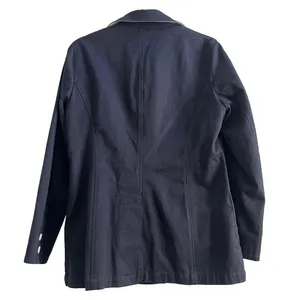 Bianca Studio Navy Blazer Trench Coat Cotton White Buttons Size 6 thumbnail 6