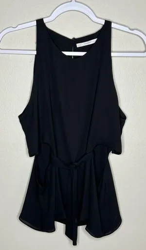Zara Black Side Cutouts Tie‎ Front Sleeveless Blouse thumbnail 1