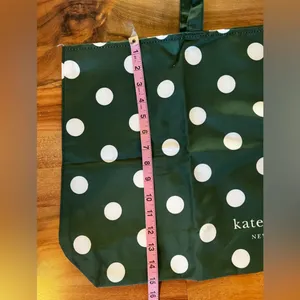 Kate Spade Large Reusable Foldable Green Polka Dot Canvas Tote Bag NEW thumbnail 4