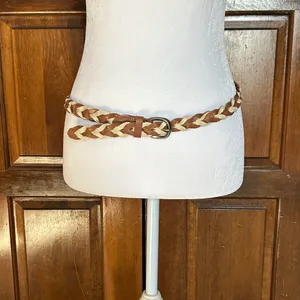 Fossil Women's Braided Leather belt Two Tone Brown Size‎ Small thumbnail 2