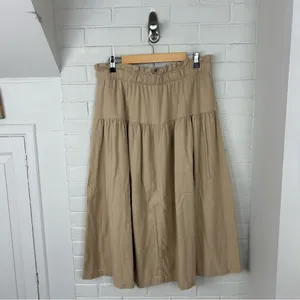 Universal Thread Tan Button Front Linen Blend Skirt Size L thumbnail 8