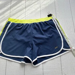 Brooks Blue Neon Yellow Running Shorts Lined Women's Large thumbnail 3