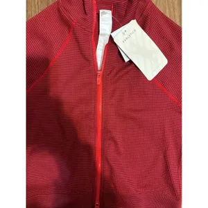 Fabletics Womens Red Waffle‎ Knit Full Zip Cropped Athletic Jacket Large NWT thumbnail 2