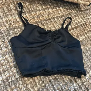 Lottie Moss Black Satin Lace Trim Tank Size XS thumbnail 3