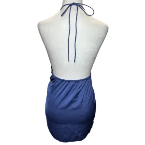 Banana Republic NWT Silky Halter Top L Granite Blue Ruched V-Neck‎ $54.99 thumbnail 2