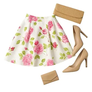 Sherri Hill 50563 Pink Rose Floral Fit Flare Skirt White Designer Size 0 Bridal thumbnail 17