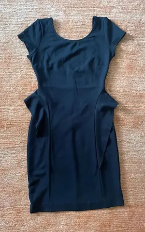 Zara Trafaluc Dress Women Small Black Stretch Peplum Ruffle Mini Size M thumbnail 1