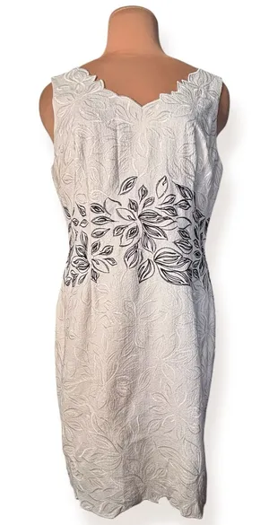 Antonio Melani White Embroidered Sheath Dress 14 Floral‎ Textured Midi Wedding thumbnail 1