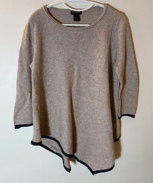 Philosophy by Dane Lewis 100% Cashmere Asymmetrical Hem Sweater Size‎ Large thumbnail 1