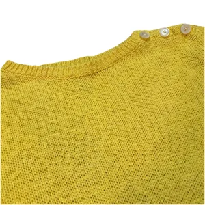 Ralph Lauren Women's Yellow Crocheted sweater buttons‎ on shoulder Size small thumbnail 6