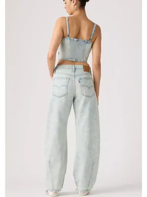 New Levi's Premium 25x32 Baggy Dad Barrel Women's Jeans Cielito Lindo Acid Light thumbnail 3