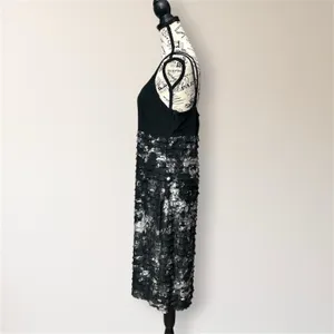 Joseph Ribkoff Black Silver Metallic Ruffle Dress Homecoming Cocktail Party‎ 12 thumbnail 5
