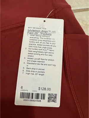 Lululemon Align With Pockets High-Rise 25” Cranberry Charm Size 6 NWT thumbnail 4