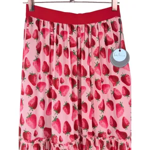 NWT Anthropologie Eva Franco‎ Strawberry Print Tiered Tulle Midi Skirt Size XS thumbnail 7