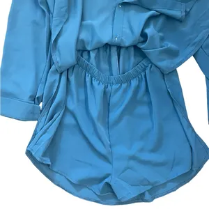 Blue Button Down Romper Dress with Built thumbnail 6