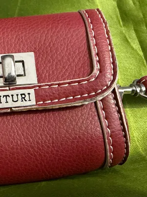 Furla Vituri Red Leather Wristlet with White Interior Imperfections thumbnail 1