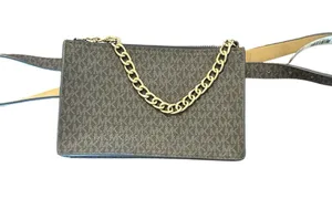 Michael Kors Brown Logo Chain Strap Belt Bag thumbnail 1