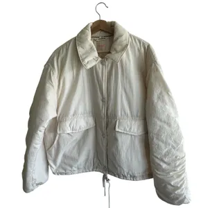 Free People Movement Puffer Jacket Sz M Off The Bleachers Coaches Beige Logo thumbnail 12
