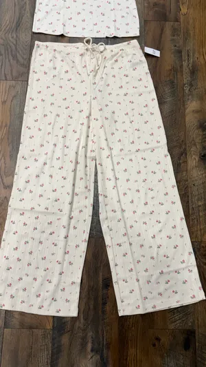 Gap Women’s Pajama Set, Wide Leg Pants And Tank Top, Cream Pink, Size Large, NEW thumbnail 5