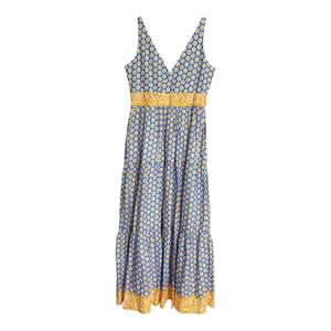 J.Crew Point Sur Royal Block Print Tiered Maxi Dress size 6 thumbnail 2