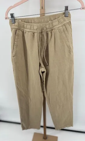 Zara Cotton Pull On Drawstring Pants Tan Straight Leg Women’s Size S thumbnail 1