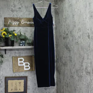 NWT 1.STATE Womens Velvet Midi Dress DS93017245AM Navy Blue XS thumbnail 4