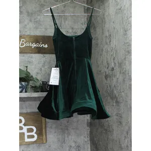 NWT B. Darlin Strap Square Neck Asymmetric Layered Skirt Dress Dark Green 0 thumbnail 5