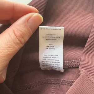 WILO The Label Ribbed High Waisted‎ Ruched Hem Leggings Women Size S Burgundy thumbnail 5