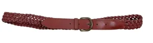 VTG Braided Faux Leather Belt Reddish Brown Brass Buckle 32” thumbnail 1