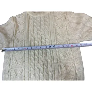 Ivory Knit Sweater Women’s Small Cream Aran Style Old Money Preppy thumbnail 8