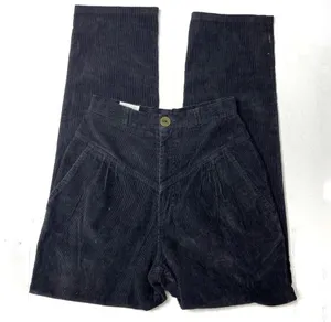 Vintage High Waisted Black Corduroy Mom Jeans Trouser thumbnail 1