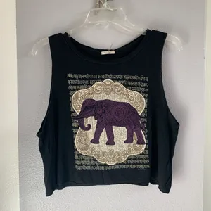 Bear Dance Cropped Black Muscle Tee Purple Elephant Graphic thumbnail 2