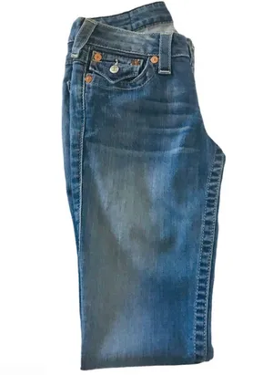True Religion Straight Leg Blue Jeans thumbnail 4