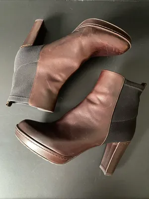 Stuart Weitzman Leather Platform Ankle Heeled Boots Booties Brown Black 6.5 thumbnail 6