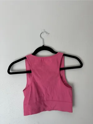 2 Garage pink and Blue Ribbed Crop Tank Top with Scoop thumbnail 3