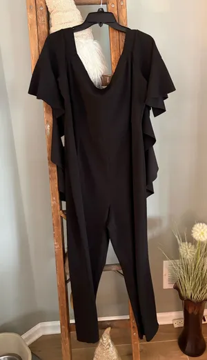 Asos size 18 black off the shoulder jumpsuit thumbnail 1