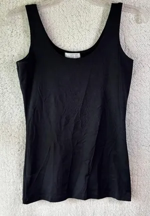 A'nue Thin Strap‎ Tank Top Stretchy Black Women's Size Small Made in USA NWT thumbnail 1