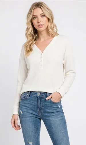 Mts knit thermal sweater style top size small White thumbnail 1