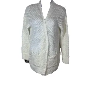 Mudd Fluffy Eyelash Knit Cardigan XS Cream Cozy Soft Girl Open Front Cottagecore thumbnail 9