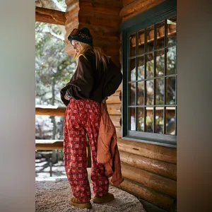 NWT Free People Movement Game Day Printed Pants- Meadow Red Combo thumbnail 3