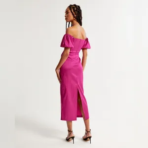 Abercrombie & Fitch Taffeta Off-The-Shoulder Midi Dress M thumbnail 4