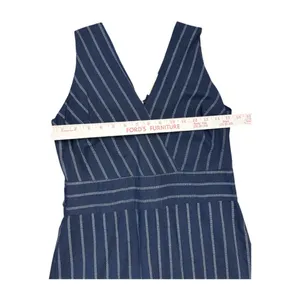 Le Lis Navy and White Pinstripe V-Neck Sheath Column Dress‎ Size Medium Business thumbnail 2