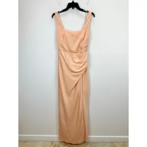 NEW Lulus Red Carpet Romance Peach Satin Square Neck Maxi Dress Formal Medium thumbnail 5