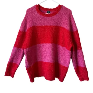 Rowing Blazers Target Sweater L Pink Red Striped Boucle Crewneck Soft Girl thumbnail 1