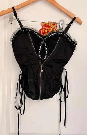 Oh Yes Bustier Black Goth‎ Dark Feminine Vampire Victorian Small Top thumbnail 1