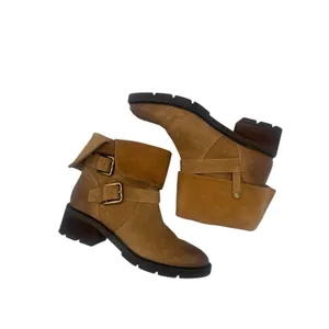Donald Pliner Saraya Suede Boots Motorcycle Tan Sz 10 preppy Outdoor Combat thumbnail 2